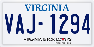 VA license plate VAJ1294