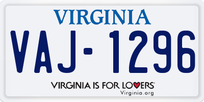 VA license plate VAJ1296