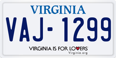 VA license plate VAJ1299