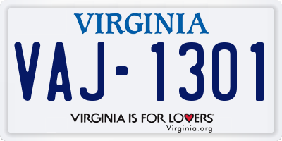 VA license plate VAJ1301