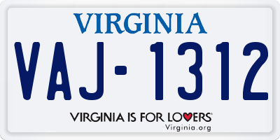 VA license plate VAJ1312