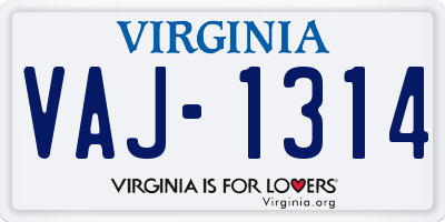 VA license plate VAJ1314