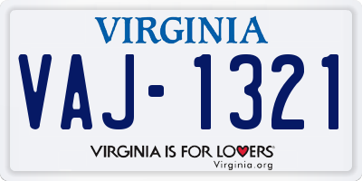 VA license plate VAJ1321