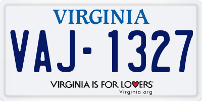 VA license plate VAJ1327