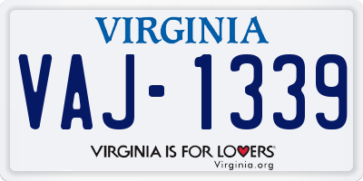 VA license plate VAJ1339