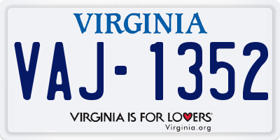 VA license plate VAJ1352