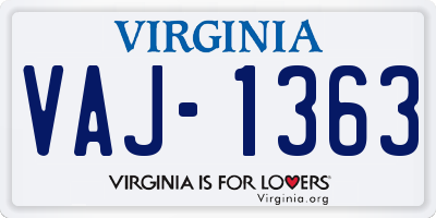 VA license plate VAJ1363
