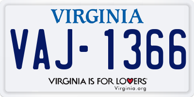 VA license plate VAJ1366