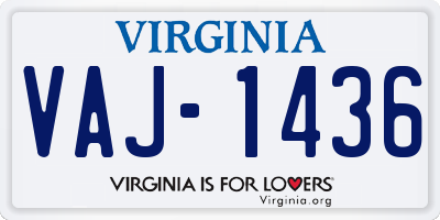 VA license plate VAJ1436