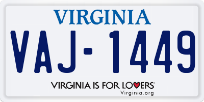 VA license plate VAJ1449
