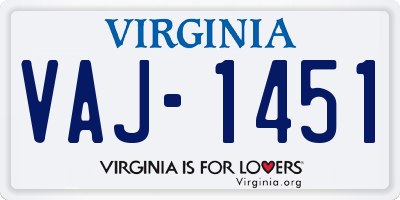 VA license plate VAJ1451