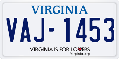 VA license plate VAJ1453
