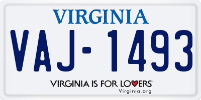 VA license plate VAJ1493