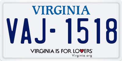 VA license plate VAJ1518