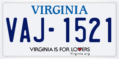 VA license plate VAJ1521