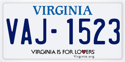 VA license plate VAJ1523