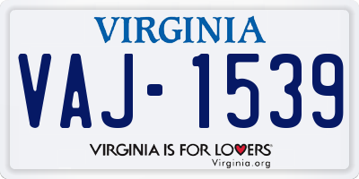 VA license plate VAJ1539