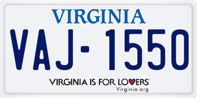 VA license plate VAJ1550