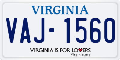 VA license plate VAJ1560