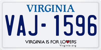 VA license plate VAJ1596