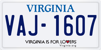 VA license plate VAJ1607