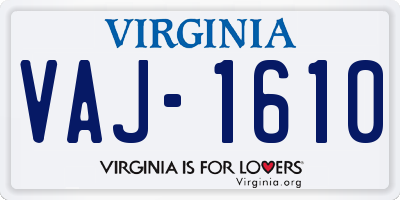 VA license plate VAJ1610