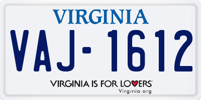 VA license plate VAJ1612