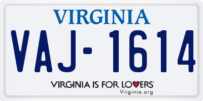 VA license plate VAJ1614
