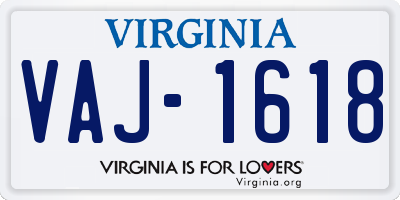 VA license plate VAJ1618