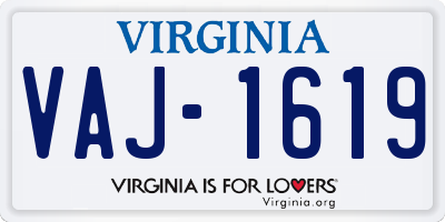 VA license plate VAJ1619