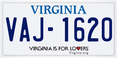 VA license plate VAJ1620