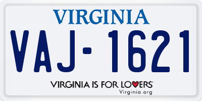 VA license plate VAJ1621