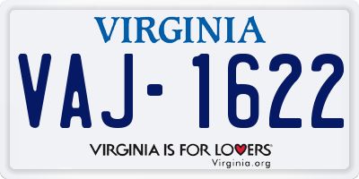 VA license plate VAJ1622