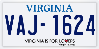 VA license plate VAJ1624