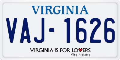 VA license plate VAJ1626