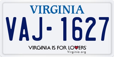 VA license plate VAJ1627