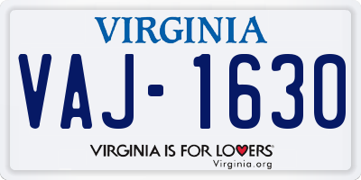 VA license plate VAJ1630