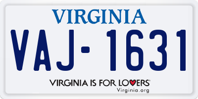 VA license plate VAJ1631