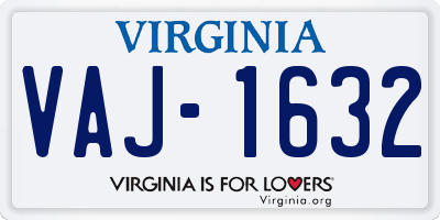 VA license plate VAJ1632