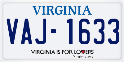 VA license plate VAJ1633