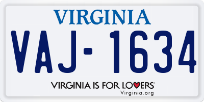 VA license plate VAJ1634