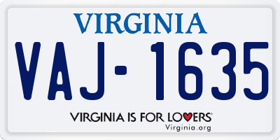 VA license plate VAJ1635