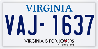 VA license plate VAJ1637