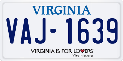 VA license plate VAJ1639