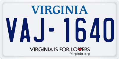 VA license plate VAJ1640