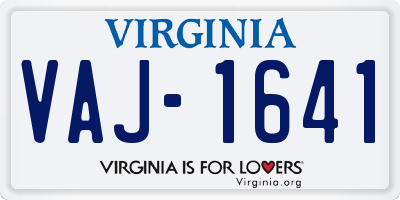 VA license plate VAJ1641