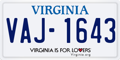 VA license plate VAJ1643