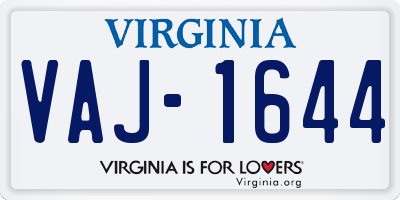 VA license plate VAJ1644