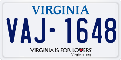 VA license plate VAJ1648