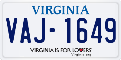 VA license plate VAJ1649